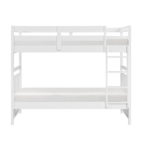 Bunk Bed Twin Over Twin White Finish Sturdy Wood Frame Guard Rails Youth Bedroom Furniture 1pc - sold by Home Elegance USA