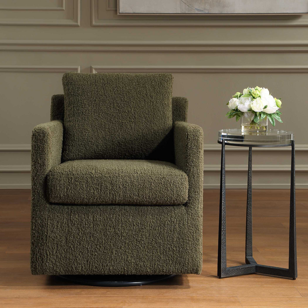 Tisdell Swivel/Glider Kale - Dark Green by Uttermost - View 2