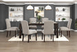 7pc Dining Set Dark Brown Finish Table and Taupe Fabric Upholstered 6x Side Chairs Wooden Modern Dining Kitchen Furniture
