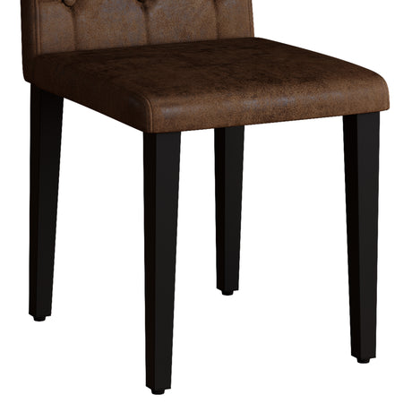 Black Wood Grain Dining Table Set for 4 people, 63' Modern MDF Dining Room Table Set .Paired with 4 Brown Suede Fabric chairs with decorative buckle design on the backrest.For Dining Room,Kitchen,etc. - sold by Home Elegance USA
