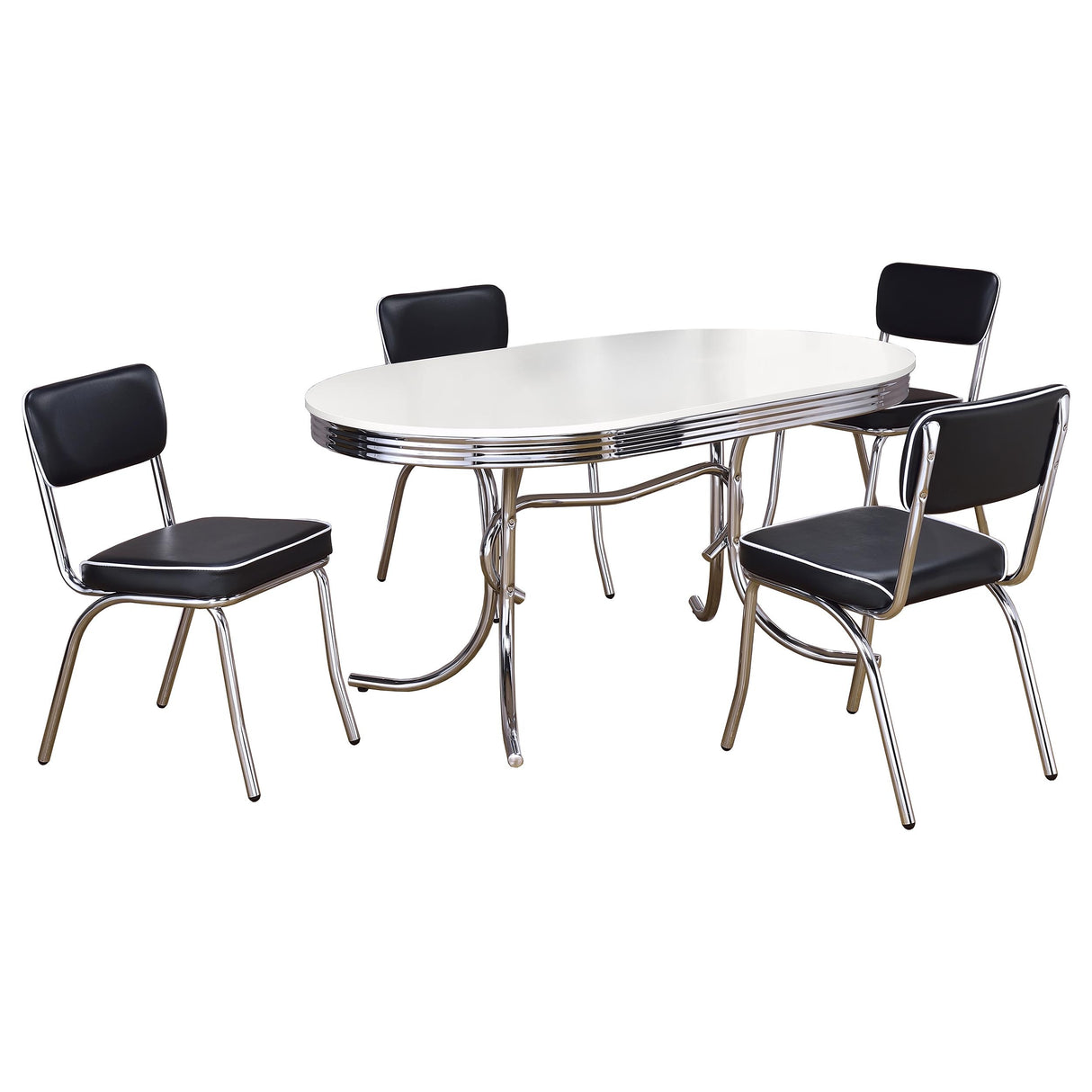 Midge White and Black 5-piece Oval Dining Table Set