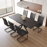 Juego de mesa de comedor extensible de 62,4' y 78,15' para 6-8 personas para comedor, silla de comedor sin brazos acolchada suave con tubo en forma de C y mesa de comedor muy grande, juego de mesa y sillas de cocina con patas de metal