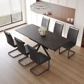 62.4' extendable 78.15' dining Table Set for 6-8 Person for Dining Room,C-shaped Tube Soft padded armless dining chair and Very large Dining Room Table Kitchen Table Chair Set with metal Legs - sold by Home Elegance USA