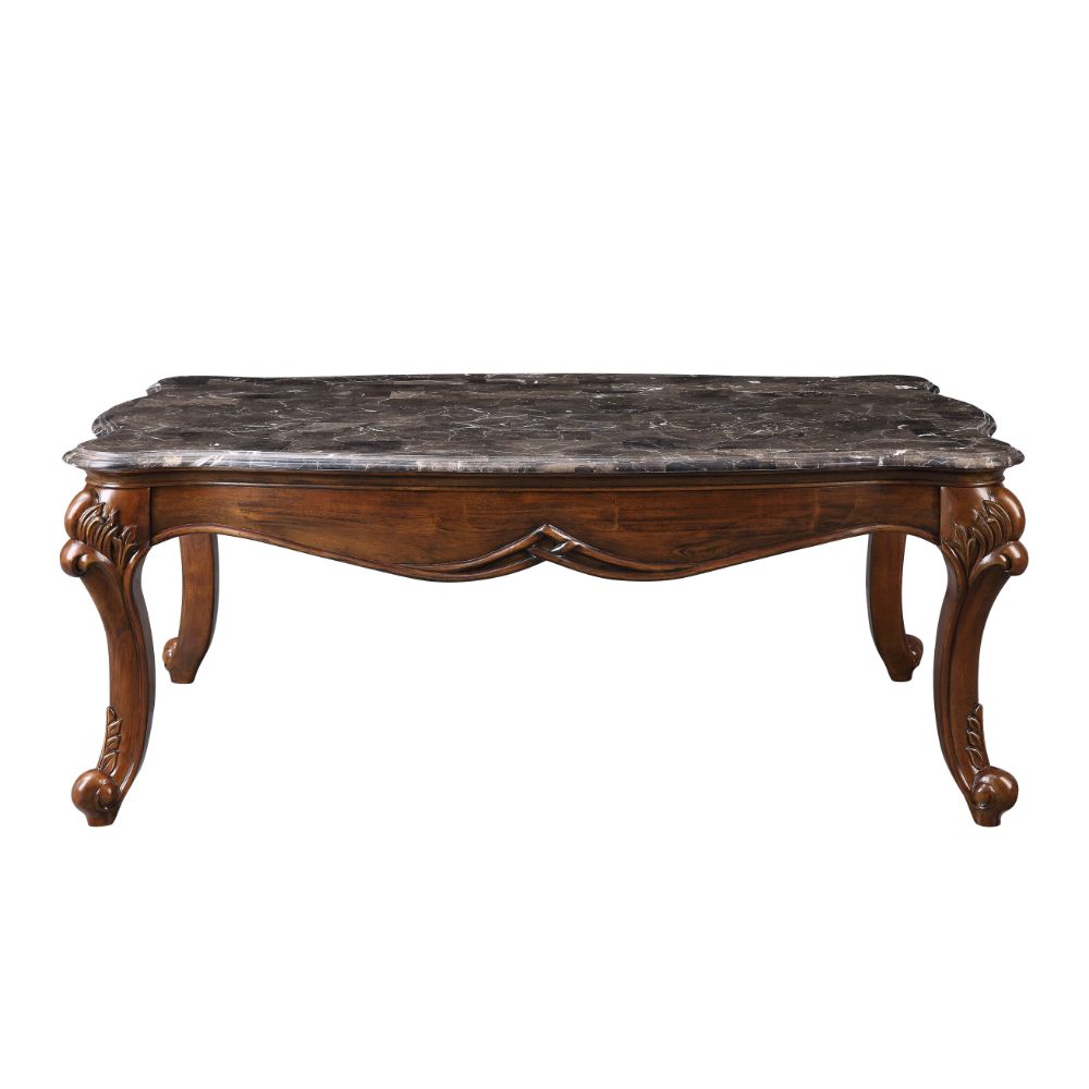 Acme - Miyeon Coffee Table 85365 Marble Top & Cherry Finish