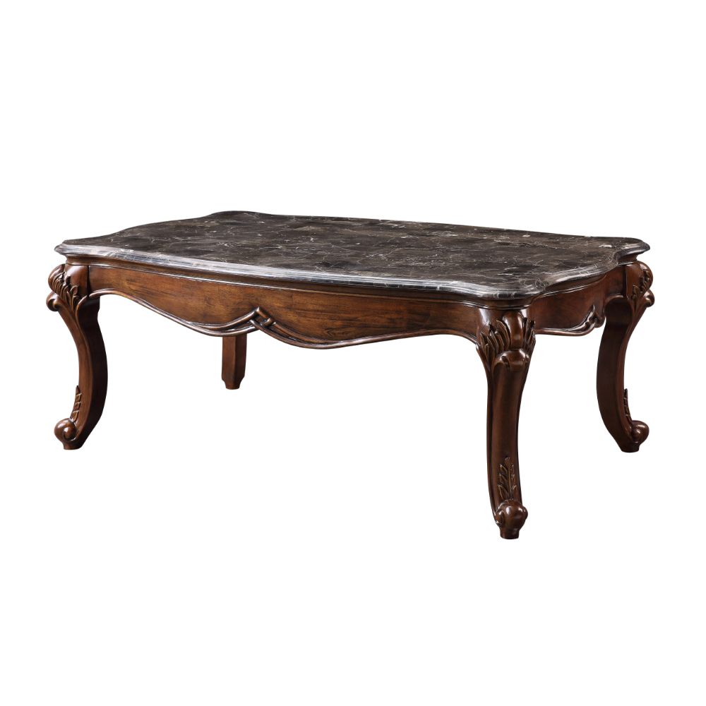 Acme - Miyeon Coffee Table 85365 Marble Top & Cherry Finish