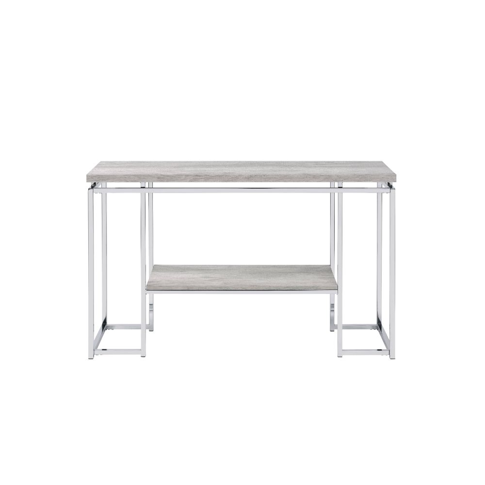 Acme - Chafik Sofa Table 85373 Natural Oak & Chrome Finish