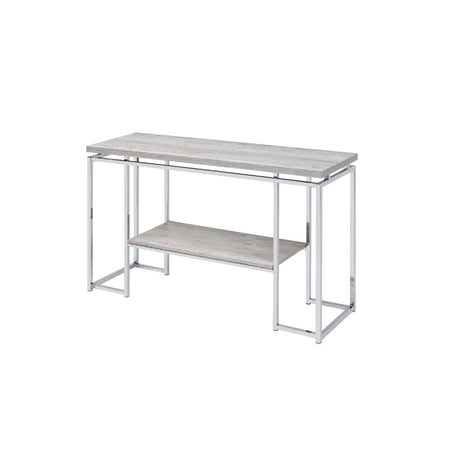 Acme - Chafik Sofa Table 85373 Natural Oak & Chrome Finish