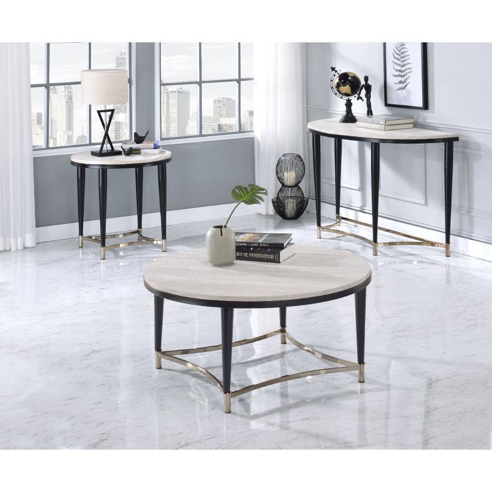 Ayser Coffee Table 85380 White Washed & Black Finish | Acme - 85380 - Home Elegance USA - 4