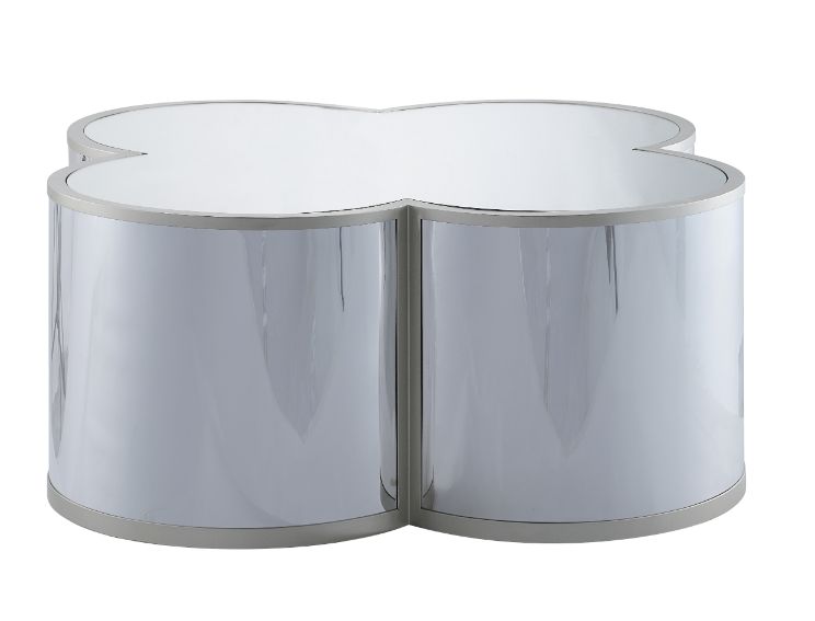 Acme - Clover Coffee Table 85395 Silver & Champagne Finish