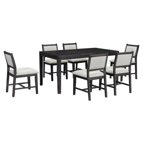 TREXM 7-Piece Retro Dining Table Set for 6, 1 Rectangular Wood Dining Table Set for 6 with Upholstered Chairs for Dining Room and Kitchen (Espresso) - sold by Home Elegance USA