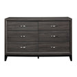 Contemporary Design 1pc 6-Drawers Dresser Gray Finish Polished Hardware Wooden Bedroom Furniture
