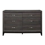 Contemporary Design 1pc 6-Drawers Dresser Gray Finish Polished Hardware Wooden Bedroom Furniture