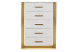 Obsession Contemporary Style 5-Drawer Chest Made with Wood & Gold Finish same as B009P152666 (CA inventory)
