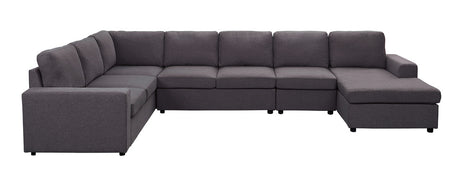 Tifton 146.5' Modular Sectional Sofa with Reversible Chaise in Dark Gray Linen - sold by Home Elegance USA