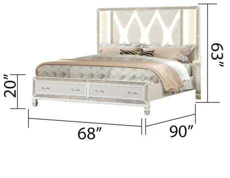 Crystal Queen Storage Bed Made With Wood Finished in White - B009S00974 - Home Elegance USA - 4