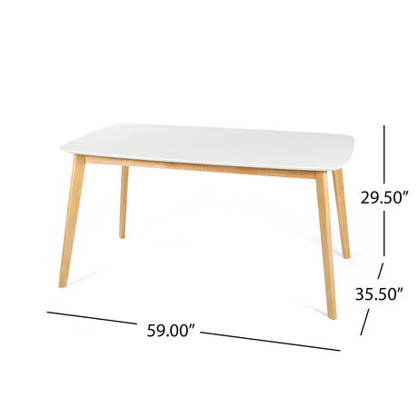 5-Piece Dining Set, 1 Table + 4 Chairs, Rubberwood Frame, Ergonomic Chairs & Faux Wood Table, Beige+Natural+White Oak - sold by Home Elegance USA