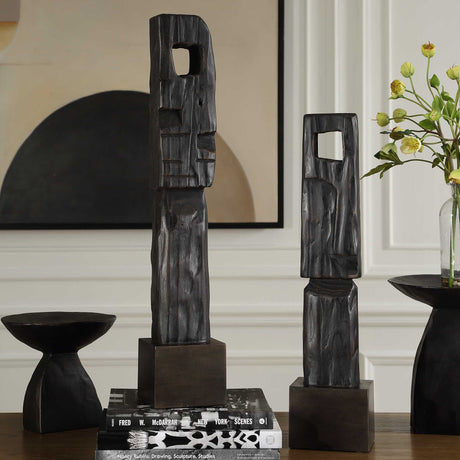 Cipher Wood Totems (Set of 2) - Black by Uttermost - View 2