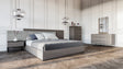 Eastern King Enzo Italian Modern Grey Oak & Fabric Bedroom Set