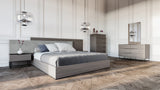 Queen Nova Enzo Italian Modern Grey Oak & Fabric Bedroom Set