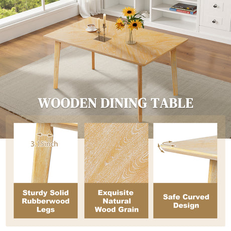6 Piece Dining Room Table Set, Rustic Farmhouse Dining Room Rectangular Table with 4 Upholstered Chairs and Bench, Solid Wood Kitchen Dining Table Set for 6 Persons (Easy Assembly, Natural Wood Wash) - sold by Home Elegance USA