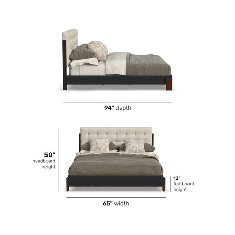 Waterfall Queen Upholstered Bed - Beige / Deep Ebony | Flexsteel