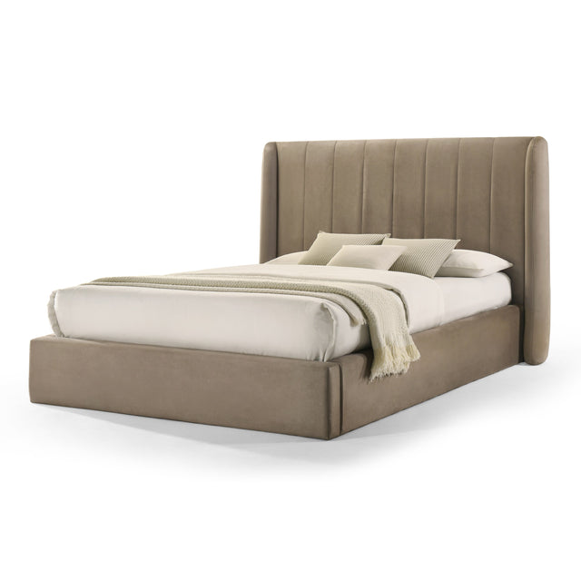 Eastern King Kiro - Modern Tan Fabric Bed - View Image 1