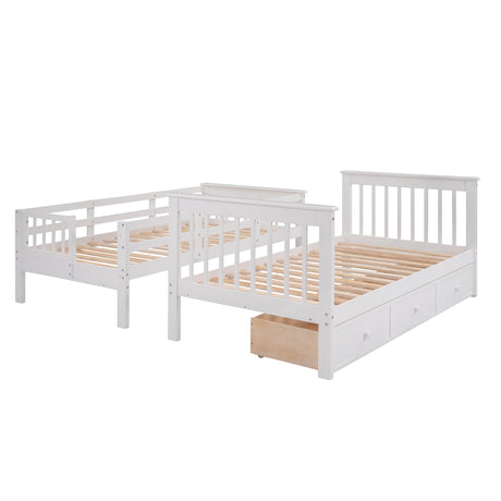 Stairway Twin-Over-Twin Bunk Bed with Three Drawers for Bedroom, Dorm - White(Old sku: LT000309AAK) - sold by Home Elegance USA