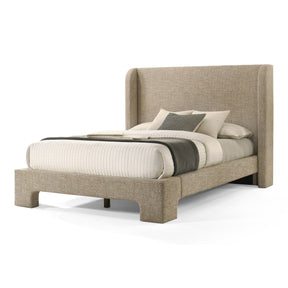 Queen Emilio - Modern Beige Fabric Bed - View Image 1