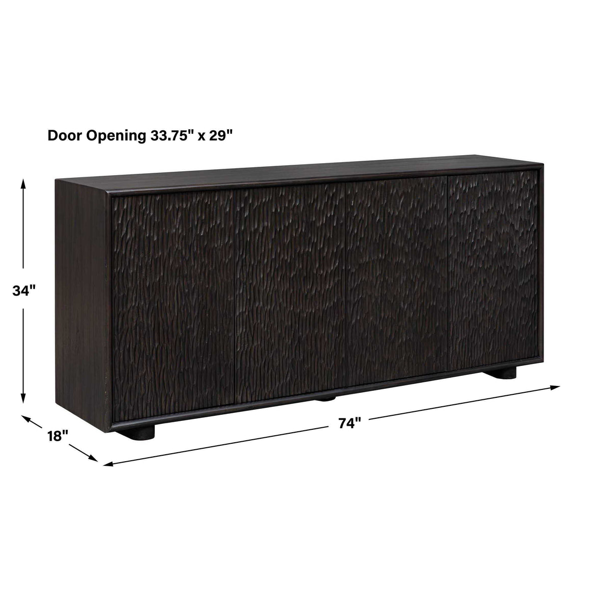 Stevenson Chiseled 4 Door Cabinet Black / Brown / Woodtone - Dark Brown by Uttermost - View 11
