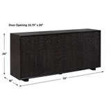 Stevenson Chiseled 4 Door Cabinet Black / Brown / Woodtone - Dark Brown by Uttermost - View 11
