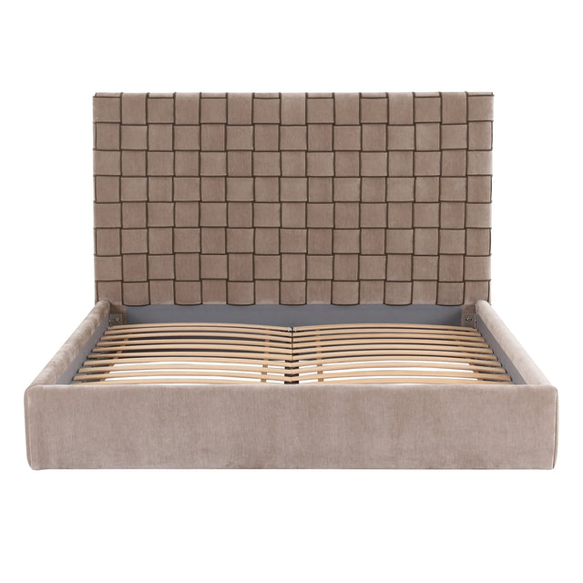 Eastern King Rousey - Modern Taupe Fabric Bed - View Image 1