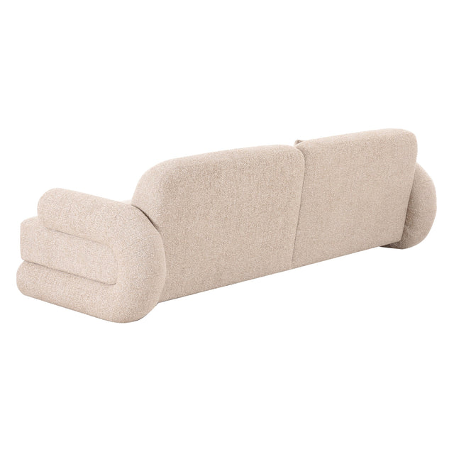 Odette - Modern Beige Fabric + White Burl Sofa - View Image 1