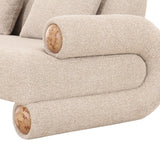Odette - Modern Beige Fabric + White Burl Sofa - View Image 1