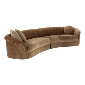 Sheth - Modern Brown Fabric Curved Sectional Sofa - View Image 1