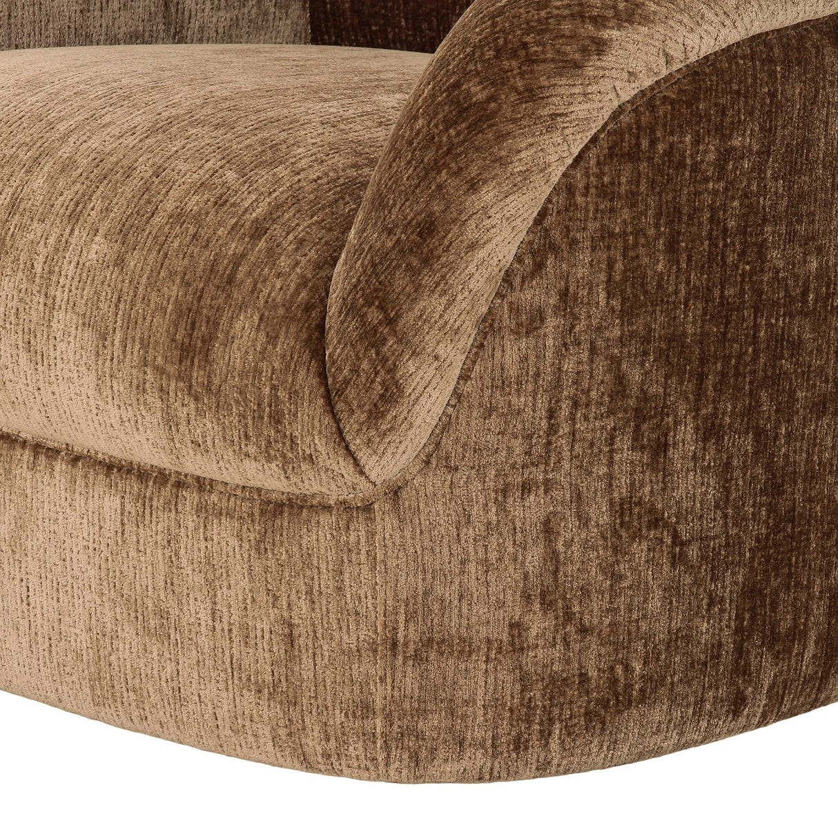 Sheth - Modern Brown Fabric Curved Sectional Sofa - View Image 1
