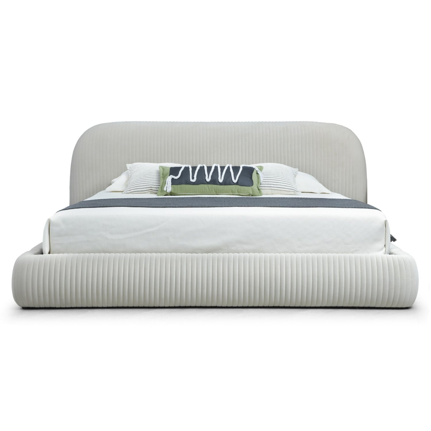 Queen Hortman - Modern Off-White Fabric Bed - View Image 1