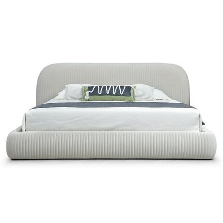 Queen Hortman - Modern Off-White Fabric Bed - View Image 1