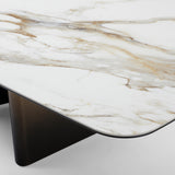 Clifford - Contemporary White Ceramic + Brushed Bronze Dining Table - View Image 1