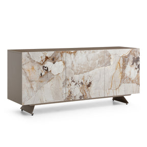 Dunster - Contemporary Beige Ceramic + Metallic Grey Buffet - View Image 1