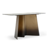Clifford - Contemporary White Ceramic + Brushed Bronze Console Table - View Image 1