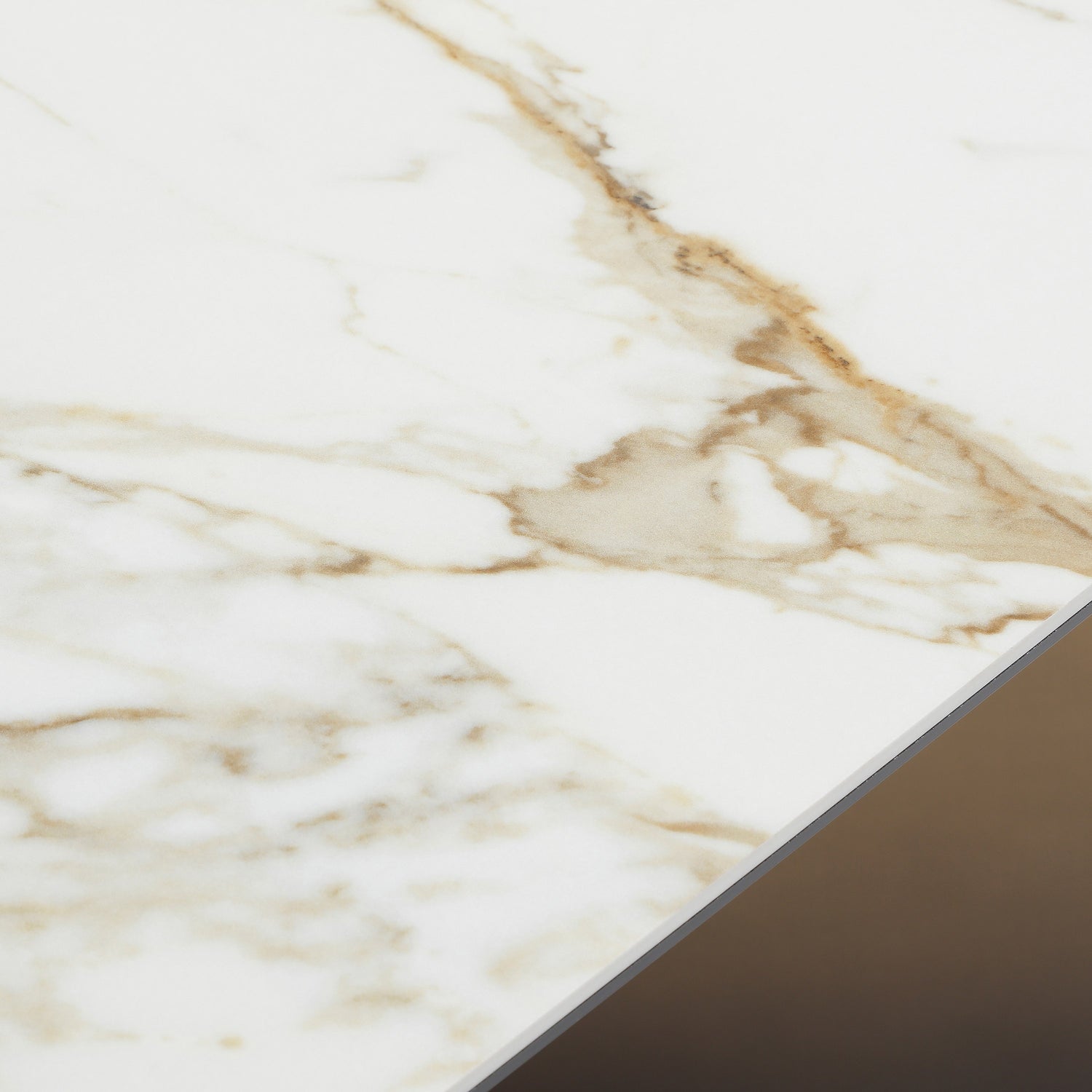 Clifford - Contemporary White Ceramic + Brushed Bronze Console Table - View Image 1