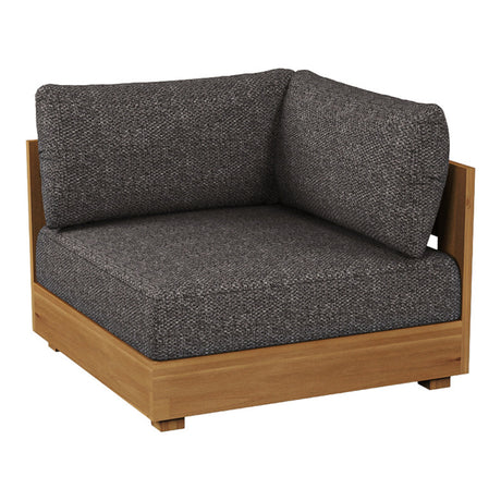 Santorini - Outdoor Grey Olefin Fabric + Natural Teak Sectional Sofa - View Image 1