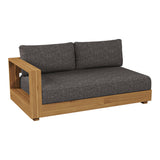 Santorini - Outdoor Grey Olefin Fabric + Natural Teak Sectional Sofa - View Image 1