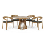 Sintra - Outdoor Grey + Eucalyptus Round Dining Table Set - View Image 1