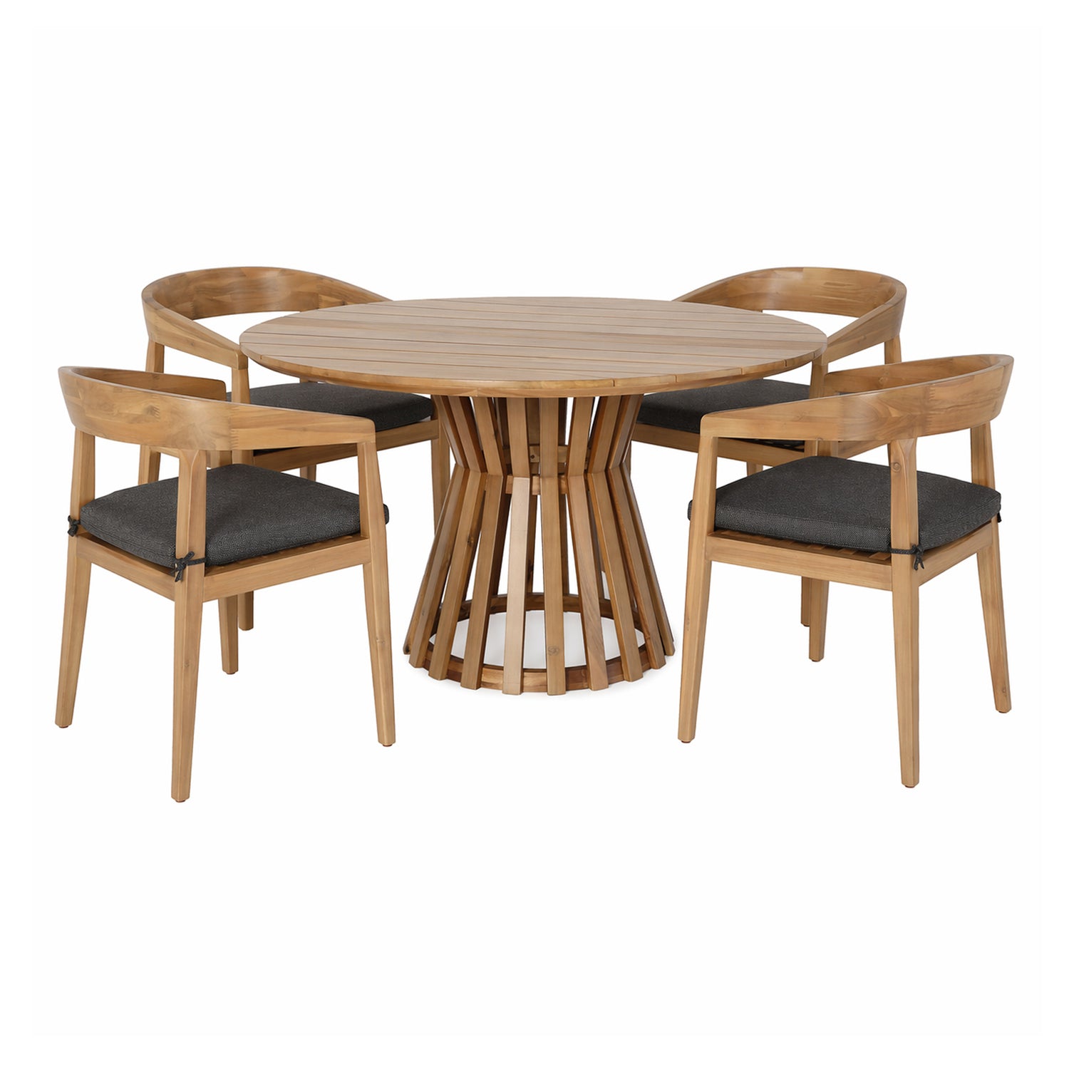 Sintra - Outdoor Grey + Eucalyptus Round Dining Table Set - View Image 1