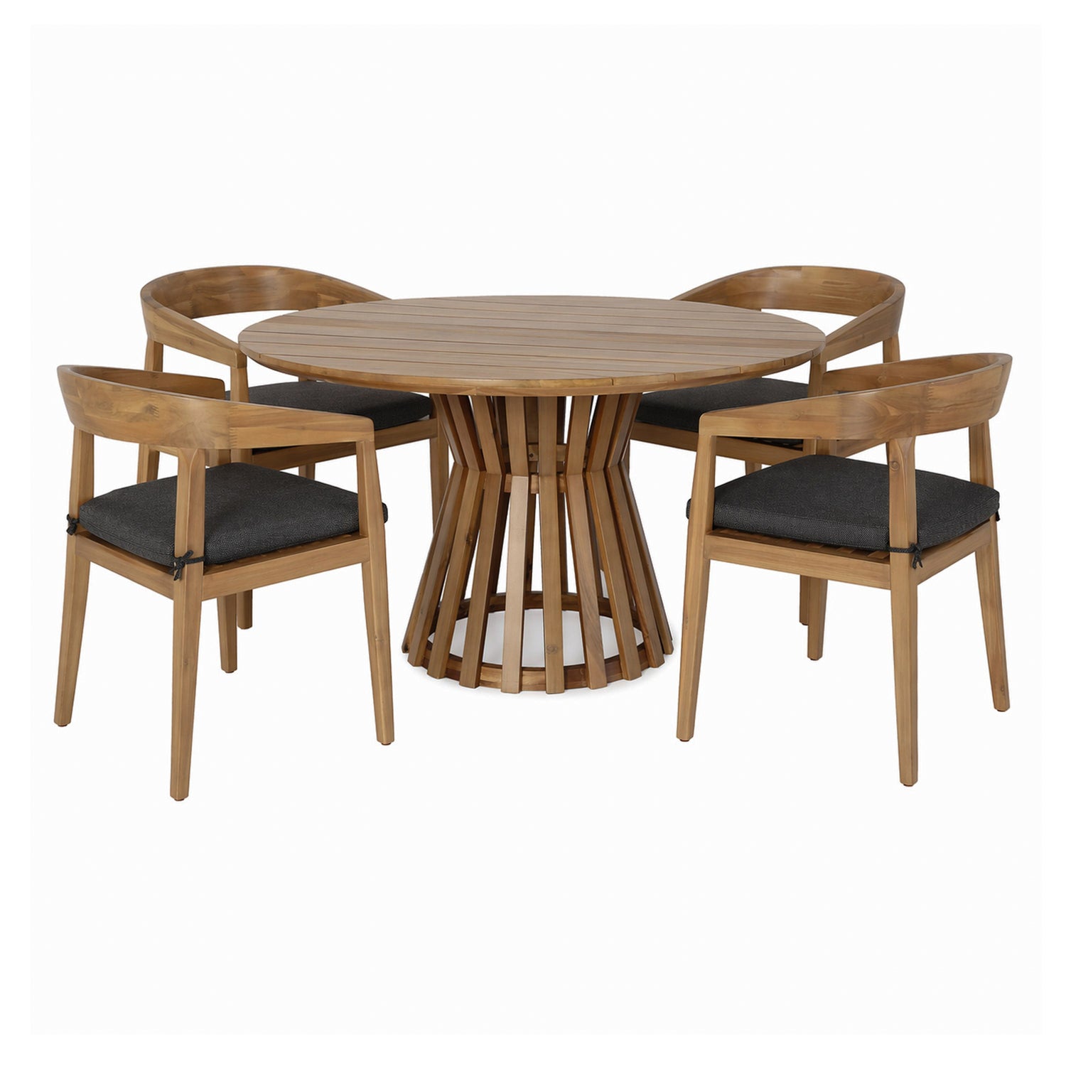 Sintra - Outdoor Grey + Eucalyptus Round Dining Table Set - View Image 1