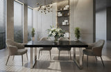 Skyline + Cora - Modern Black Crocodile + Grey Fabric & Leatherette Dining Set - View Image 1