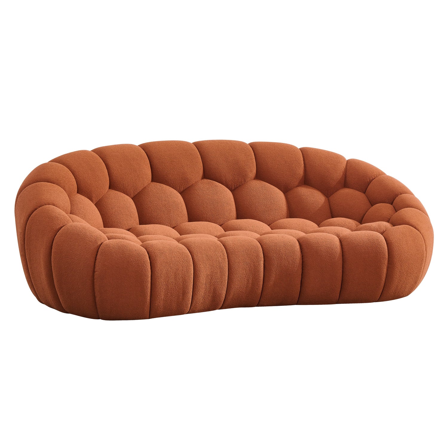 Yolonda - Modern Curved Orange Fabric Sofa Set - View Image 1