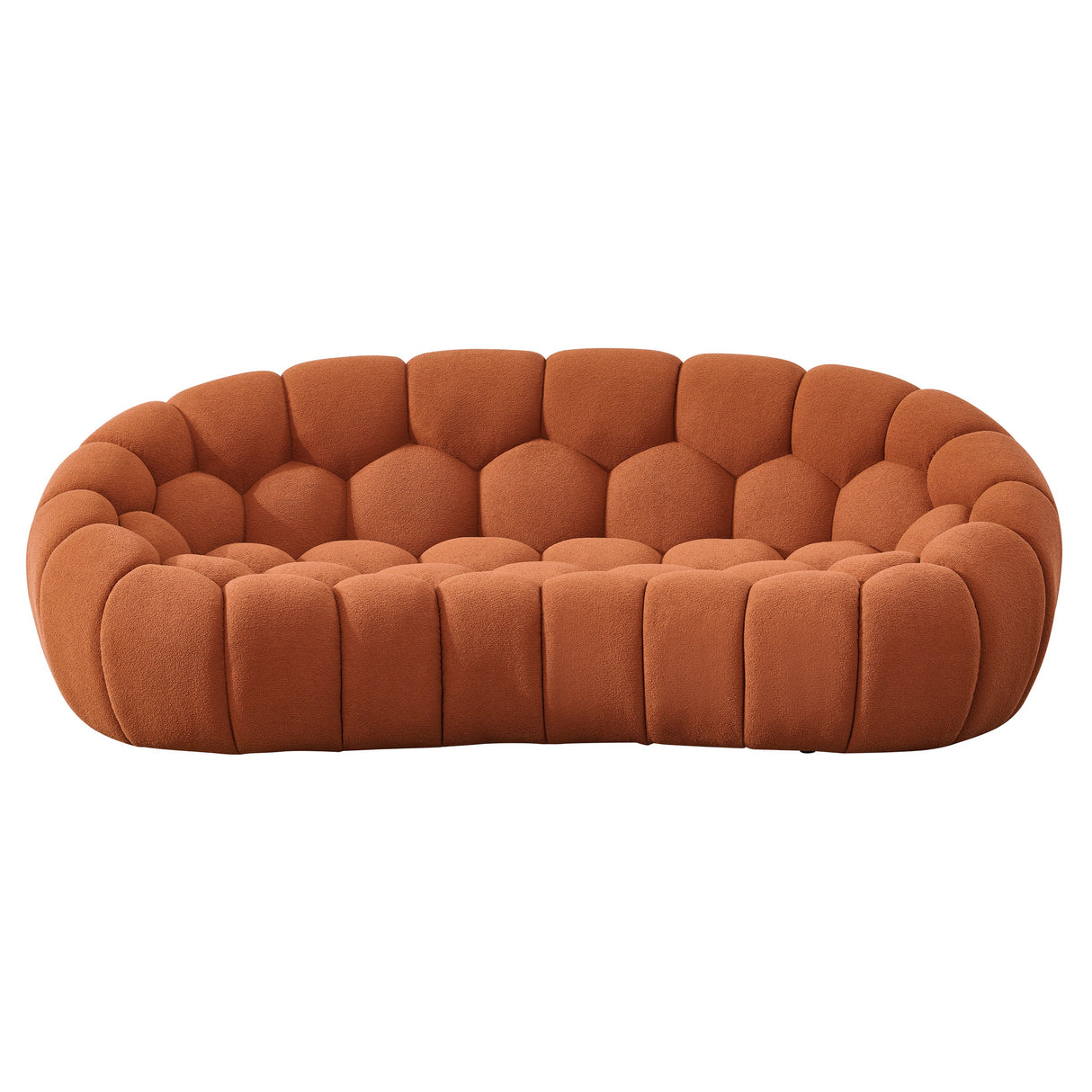 Yolonda - Modern Curved Orange Fabric Loveseat - View Image 1