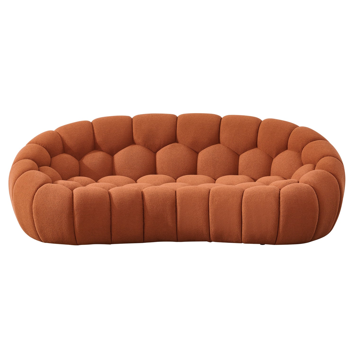 Yolonda - Modern Curved Orange Fabric Loveseat - View Image 1